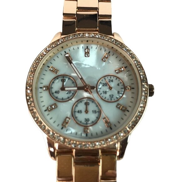 Womens Rose Gold Round Tone Watch Adjustable Band Multiple Hands u - Picture 4 of 7